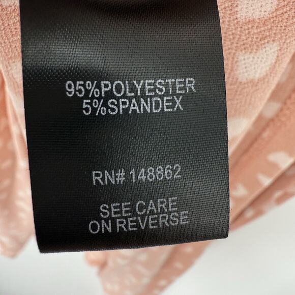 Torrid 3X Knit Crepe Wrap Peplum Top Peach Dotted Short sleeves belted Babydoll - Picture 6 of 7